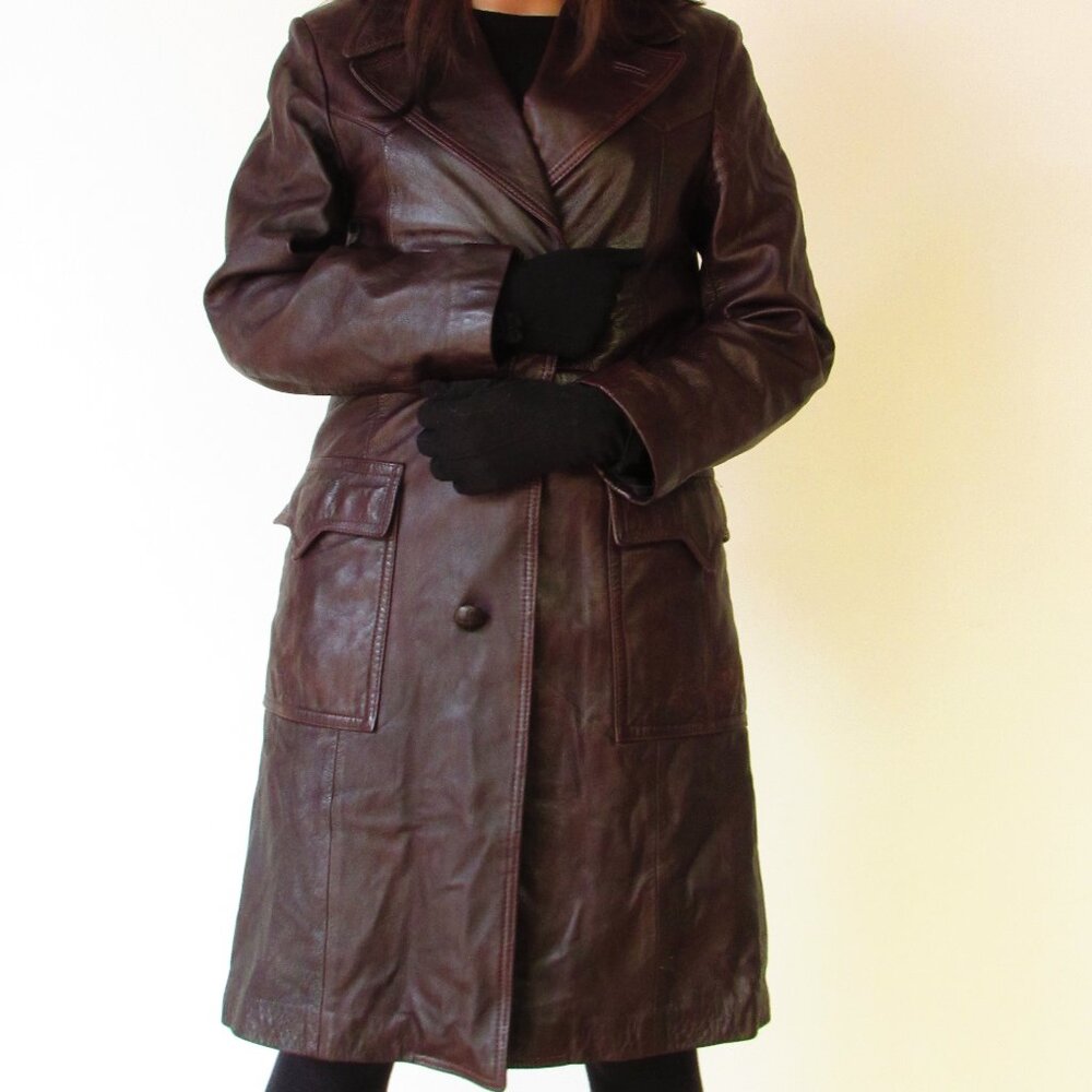 Vintage leather coat for men or women by Jeno de Paris, Made in Canada